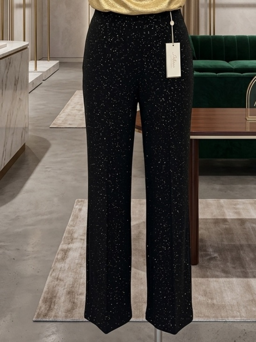 Attyre Black Sparkle Wide-Leg Pants